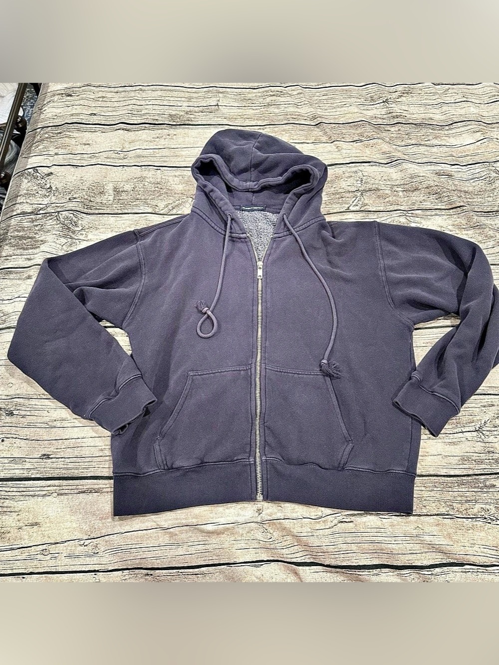 Brandy Melville Oversized Hoodie Full Zip in Washed Blue OSFM